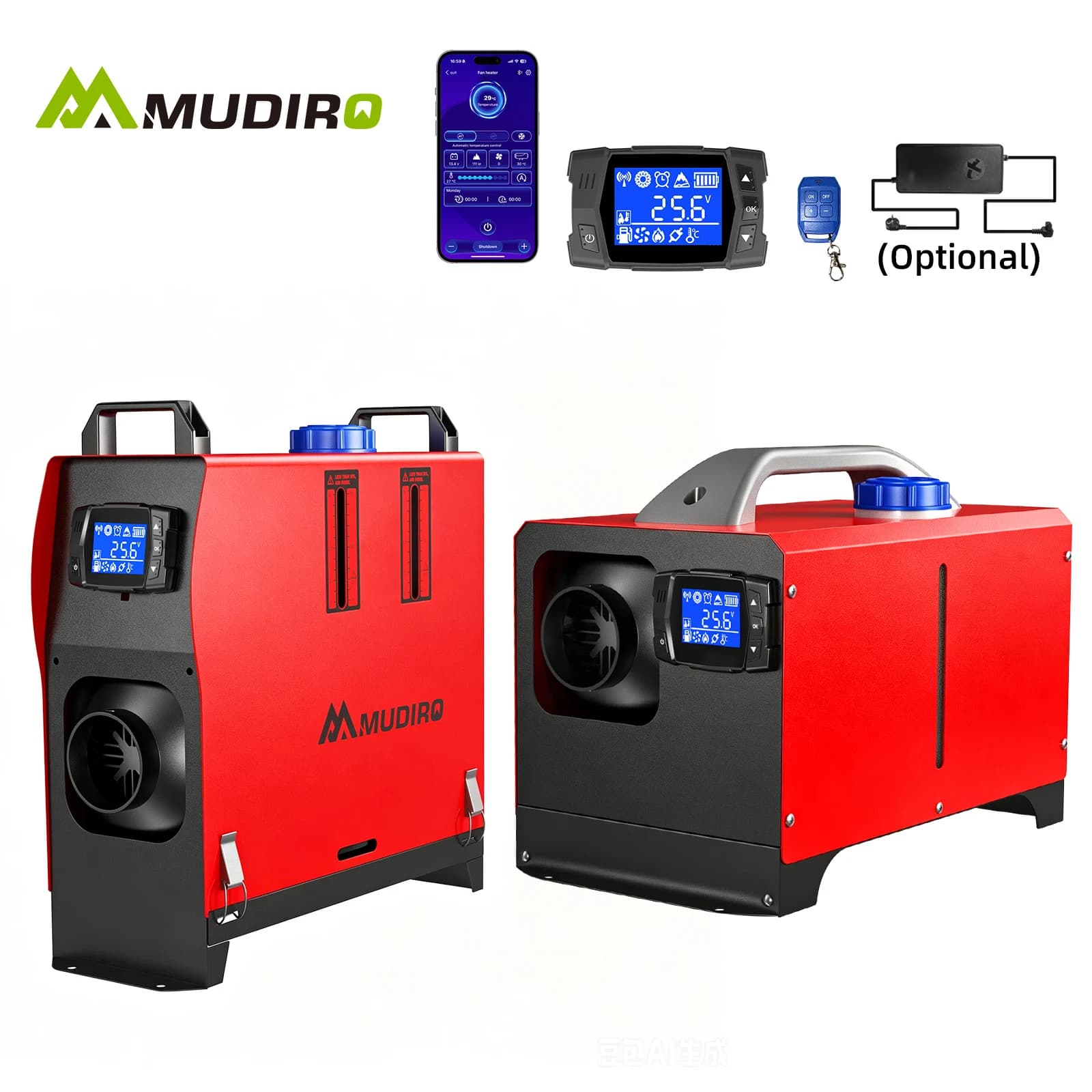 Mudiro 8KW Diesel Air Heater 12V/24V/240V with Adapter, 《2026Upgrade Auto High Altitude Mode & Smart LCD Panel》Bluetooth APP + Remote Control Dual Wireless, Auto Start-Stop, 4-Language Voice Broadcast, 1.5m Extension Cord for RV Truck Camper Tent Garage