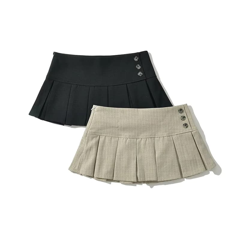 YENKYE American Retro Pleated Mini Skirt Women Sexy Low Waist Summer Skirts Cool Girl Y2K Saia