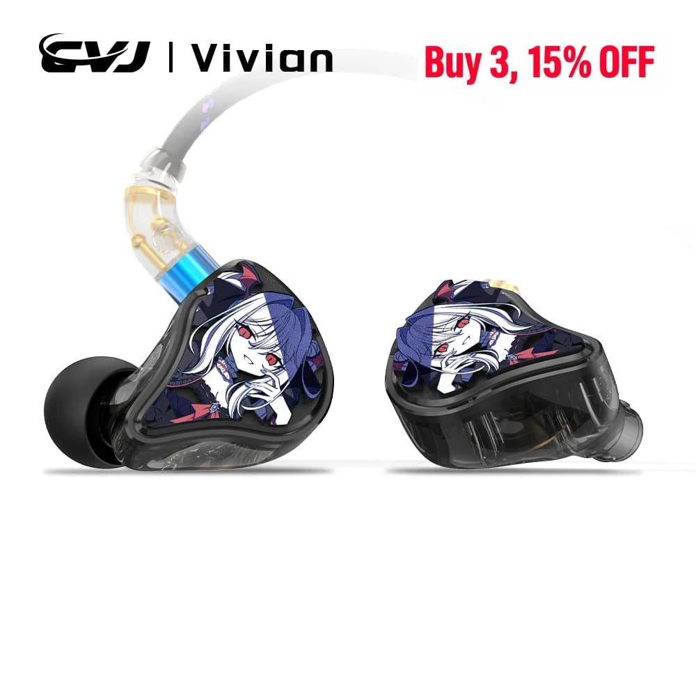 CVJ Vivian In-Ear Monitor Earphones 10mm Dynamic Driver Wired Earbuds HiFi Quality 3.5mm Plug 0.78MM Detachable With Mic Cable