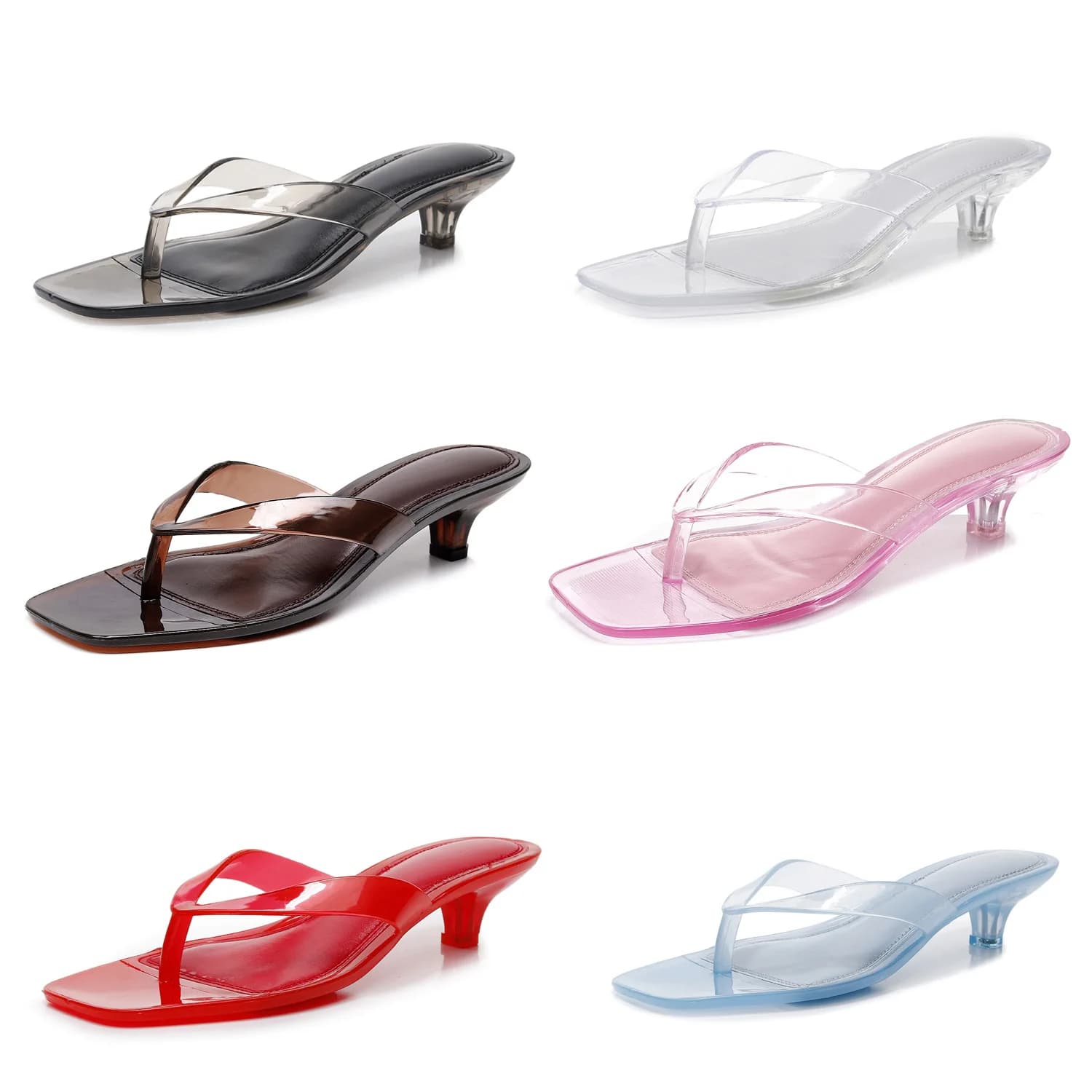2026 Women's New Sandals Luxury Brand Wearing Square Headed Fashionable Wine Glasses and Crystal Jelly Slippers 37-41
