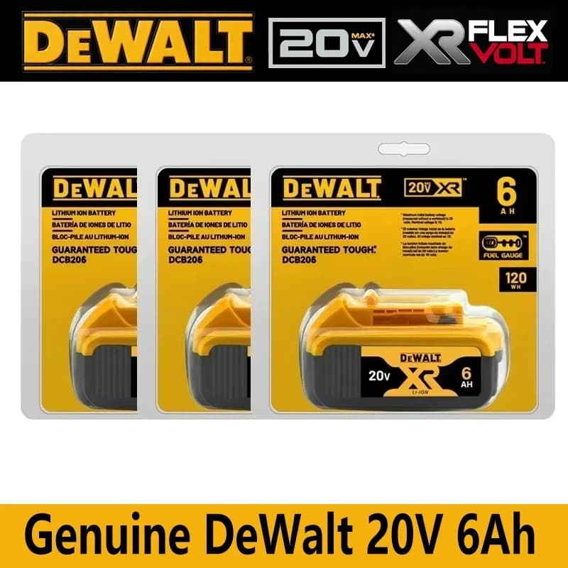 100% Original DeWalt 20V 6000mAh Battery Power Tool Replacement for DeWalt DCB206 DCB205 DCB805 DCB200 Power Tool