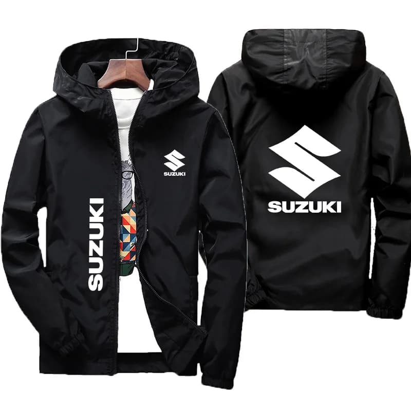 2026 Suzuki Motorcycle Riding Hooded Jacket - Lightweight, Breathable, Reflective, Sun-Protective Outdoor Casual Jacket for Men