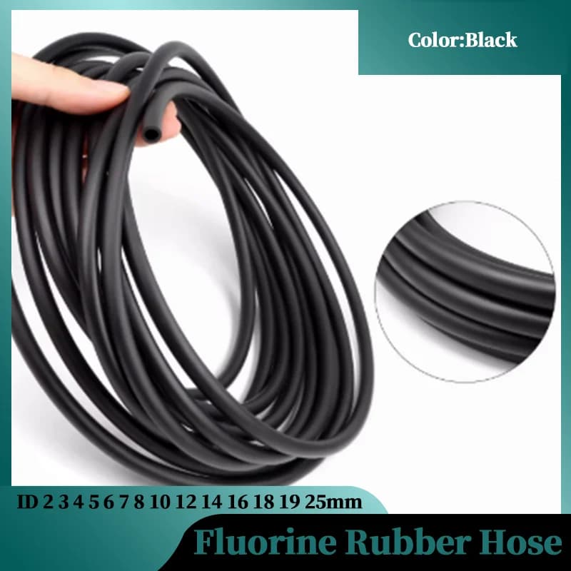 FKM Viton Tube ID 2 3 4 5 6 7 8 10 12 14 16 18 19 25mm Oil Resistant High Temperature Acid Alkali Corrosion Fluorine Rubber Hose