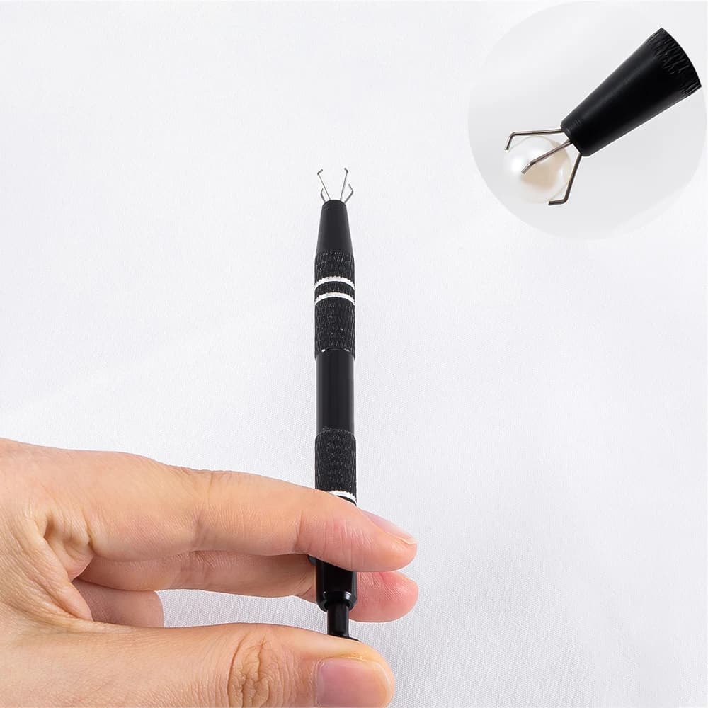 Professional Jewelry Holder Piercing Ball Grabber Screw Bead Pick Up Pen Tool Gripper Prong Tweezers W/ 4 Claws DIY Making Tool