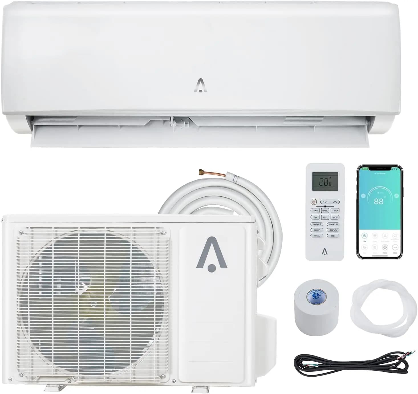 24000 BTUs Mini Split Air Conditioner & Heat Pump System, 19 SEER2 Ductless Inverter AC for Up to 1500 Sq. Ft,, Custom