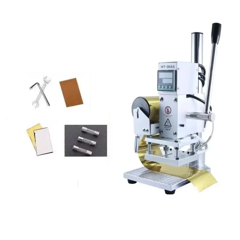 Hot Stamping Machine For Leather Embossing, Small Manual Digital Logo Leather PVC Card Papers Hot Branding Machine Tools WT-90DS