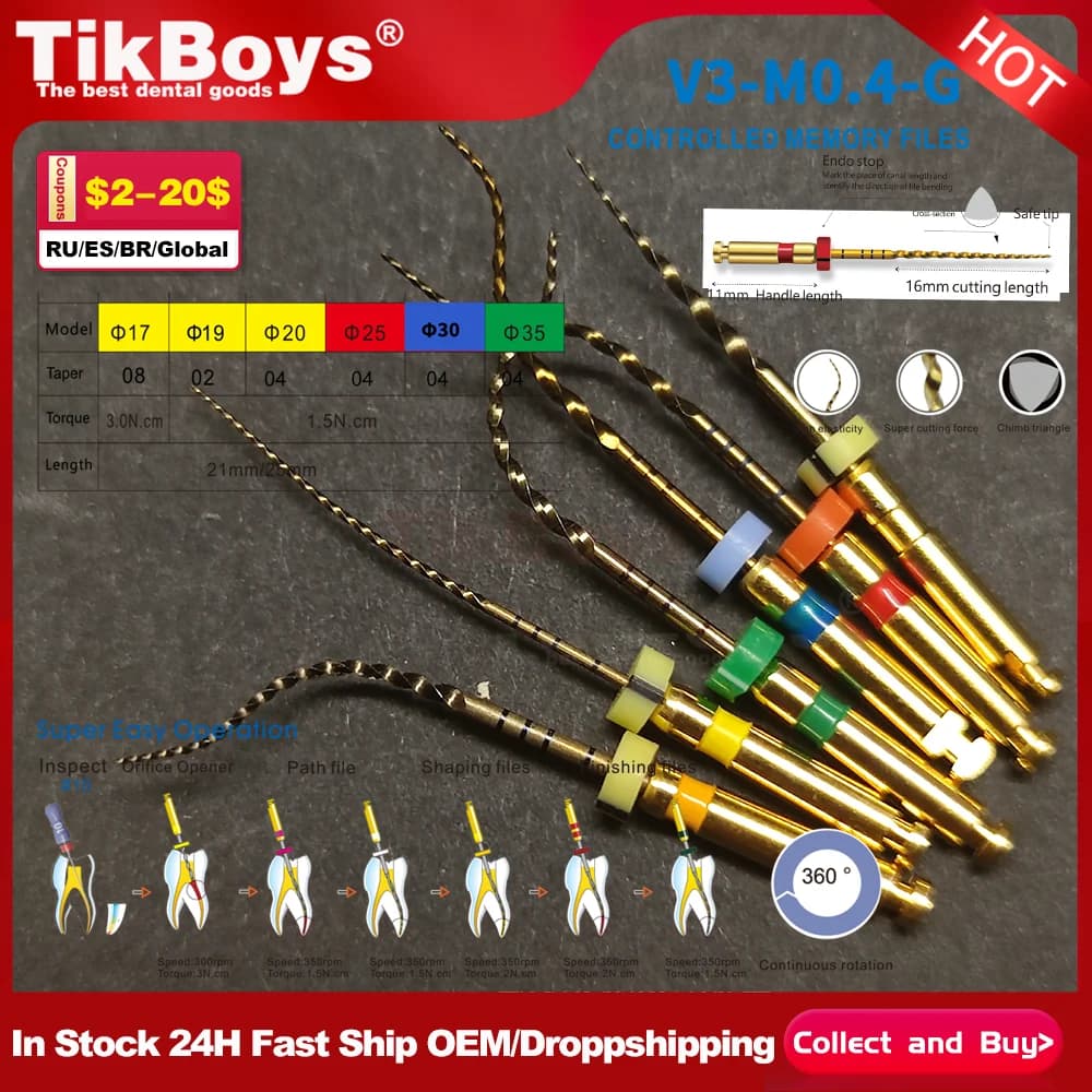 Dentistry Endo Root Canal Files 31mm 25mm 0440 0Taper Heat Activation Endodontic Files Use For Root Canal Cleaning Dentist Tool