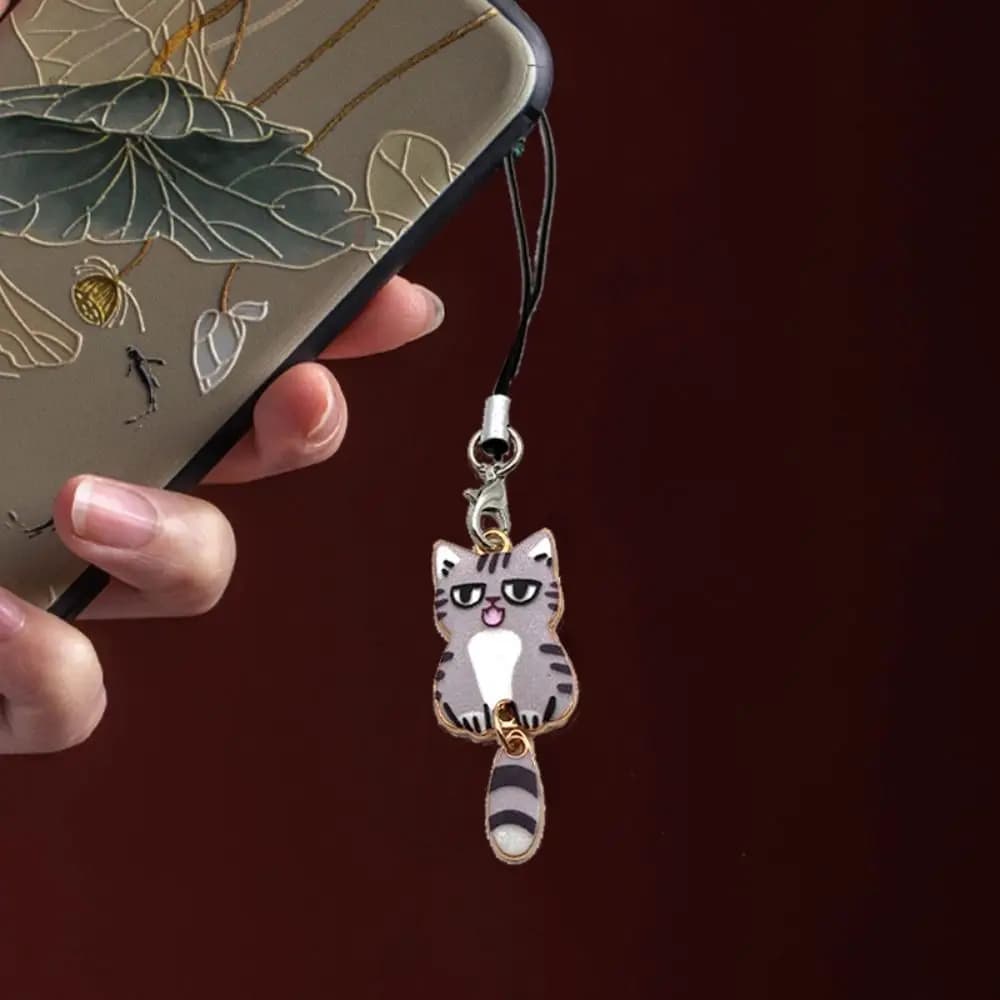 Kitten Pendant Cat Phone Strap Wag Tail Cellphone Chain Y2K Phone Charm Anti Lost Keychain Phone Lanyard Women Girls