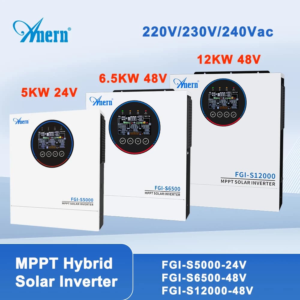 1.5KW 2.5KW 12V 4KW 5KW 6.5KW 12KW Hybrid Solar Inverter 5000W 24V 12000W 48V 220V MPPT Solar Controller Off Grid Inverter