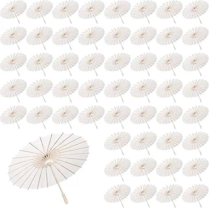 12/30/50/60PCS White Paper Umbrellas 23.6 Inch Paper Parasol Umbrellas DIY Umbrellas Wedding Props