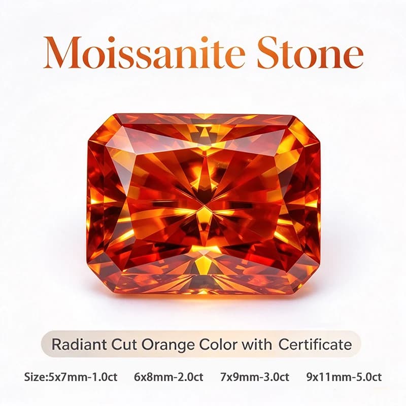 Moissanite Stone Radiant Cut Orange Color for Jewel Making DIY Ring Necklace Earrings Main Materials with Certificate