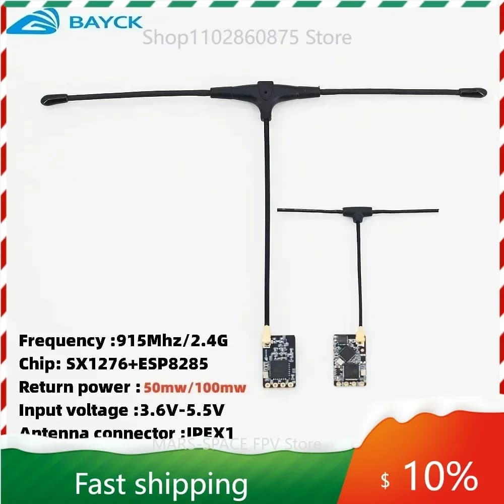 10PCS BAYCK ELRS 915MHz / 2.4GHz NANO ExpressLRS Receiver with T type Antenna Support Wifi upgrade for RC FPV Drones Parts