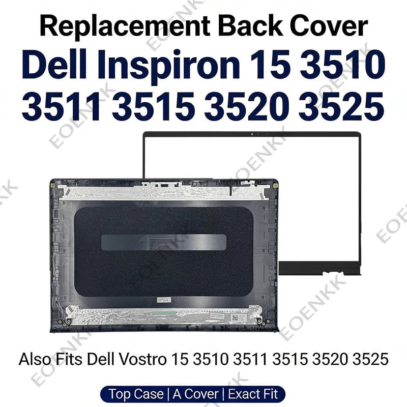 For Dell Inspiron 15 & Vostro 15 3510 3511 3515 3520 3525 Laptop Back Cover, LCD Top Case Replacement Black