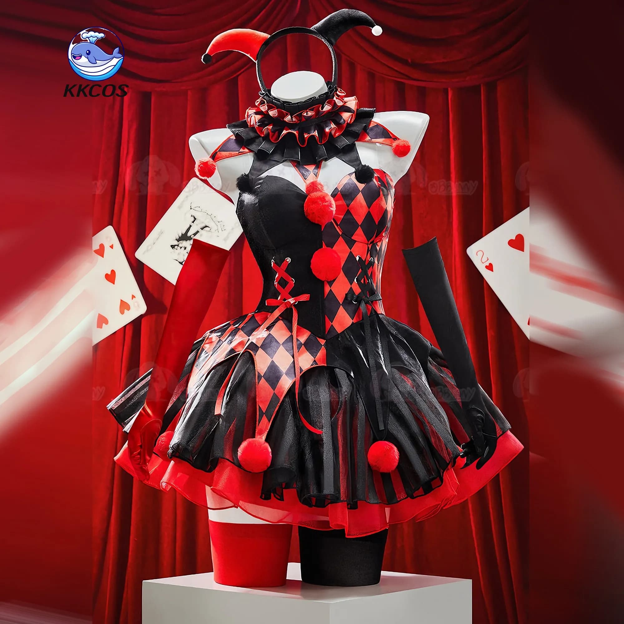 Staggering Number Circus Grotesque Circus Red and Black Gothic Clown Halloween Dress Carnival Party cosplay Costume CosCake