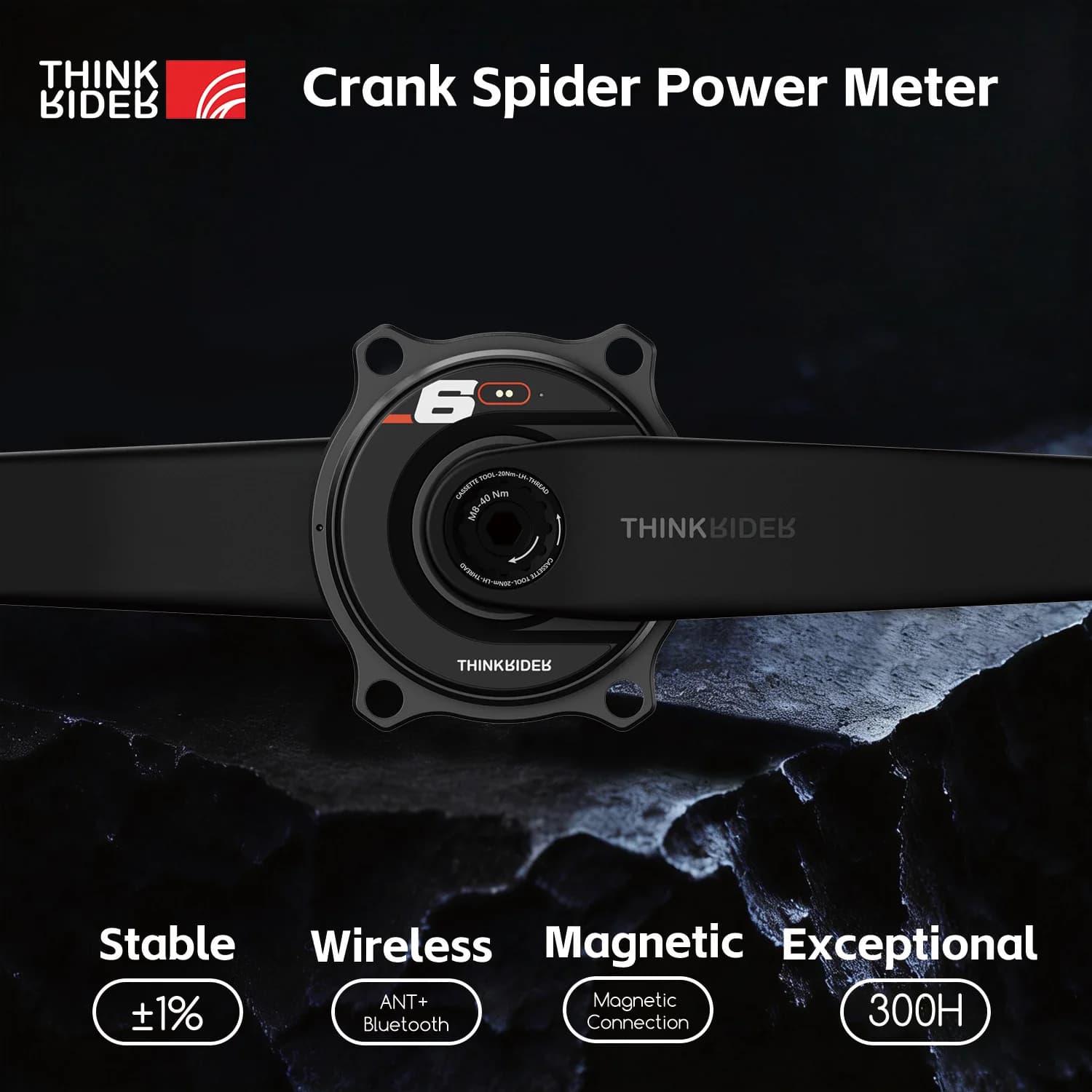 THINKRIDER PP6 Bike Carbon Fiber Spider Power Meter Crankset DUB 29MM 162.5-172.5mm ANT+ BLE for  Road Bike