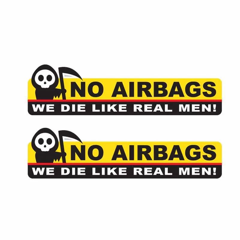 Funny 2X Skeleton Head NO AIRBAGS WE DIE LIKE REAL MEN Car Sticker Auto Motorcycles Exterior Accessories PVC Decal,15cm*3.8cm