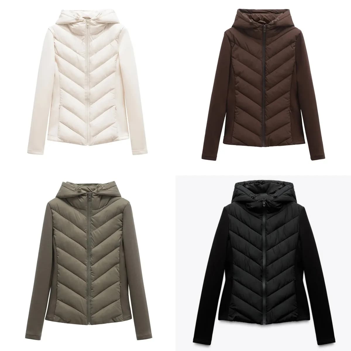 ETJ 2025 new  women's elegant fashion patchwork long sleeve standing collar hooded cotton jacket sport coat 8073227