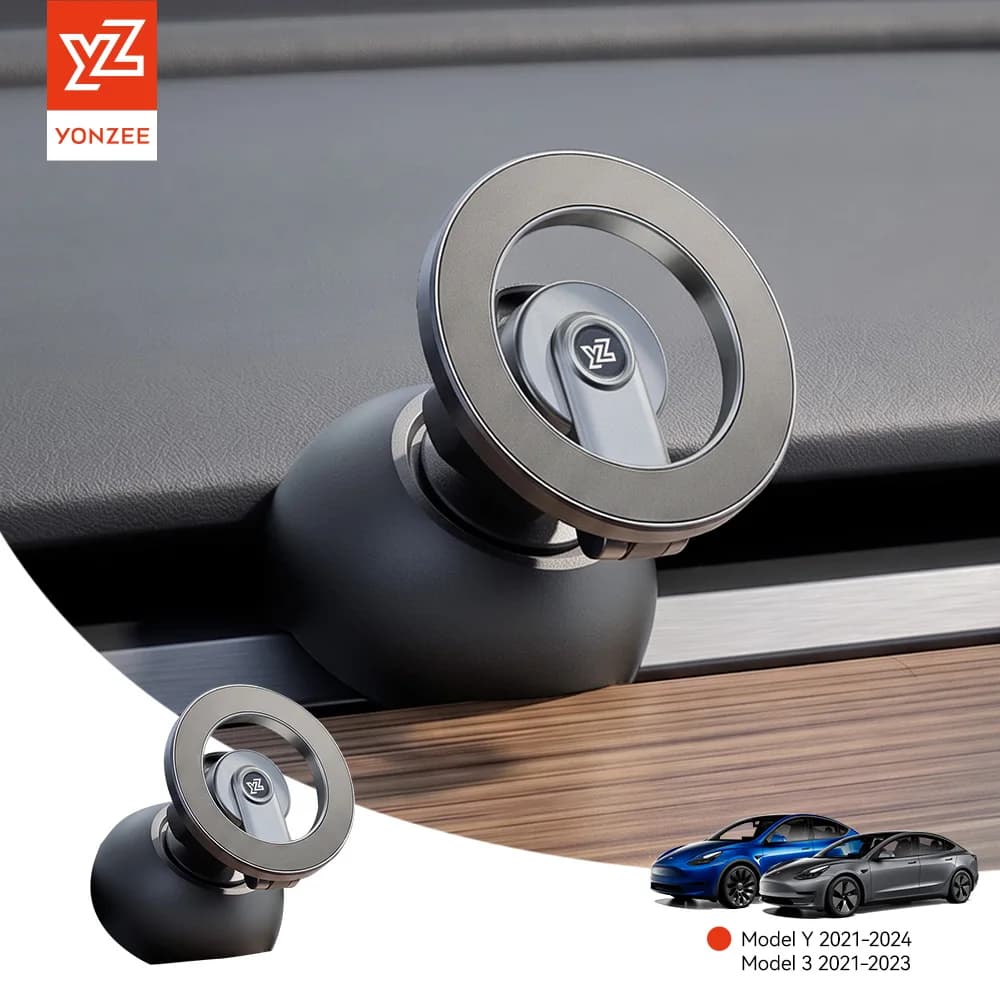 YZ for Tesla Car Phone Holder Model 3 Y 2021-2024 Silicone Magnetic Phone Mount Folding Bracket for ALL Phone Accessory MagSafe