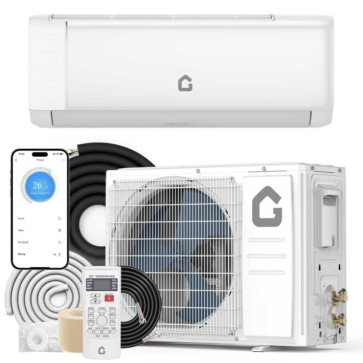 24,000 BTU Mini Split Air Conditioner and Heat Pump, 21 SEER2 Ultra Quiet 208-230V Ductless AC with WiFi & Alexa, Custom