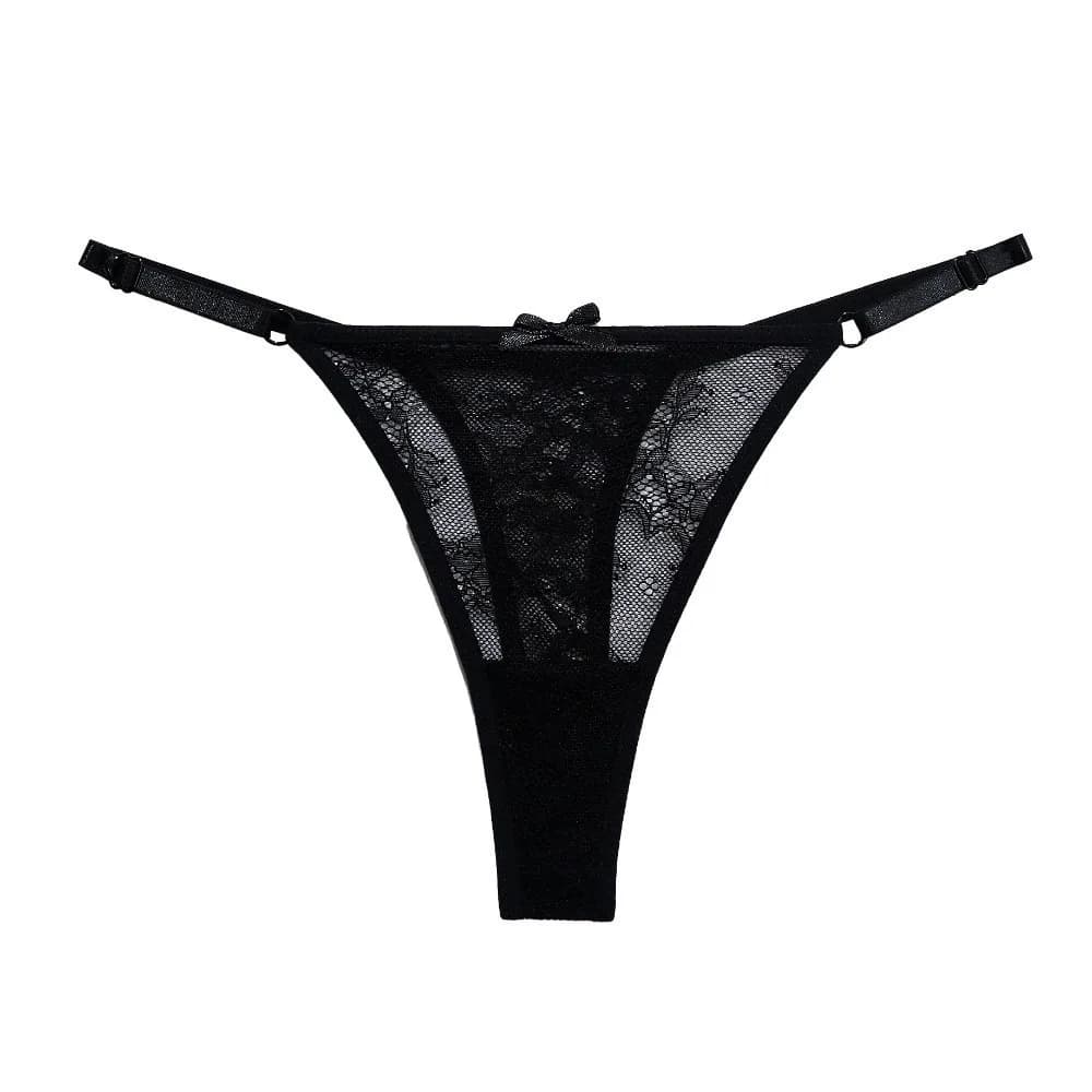 Underpants Transparent Lace Mesh Thong Thin Low Waist Bow Flower Briefs Lingerie Women Underwear Gifts