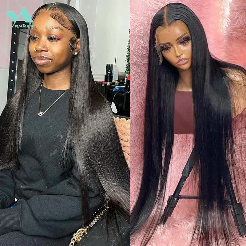 30 40 42 Inch 13x4 13x6 HD Transparent Bone Straight Lace Front Wig 200 Density Brazilian Lace Frontal Wigs Human Hair For Women