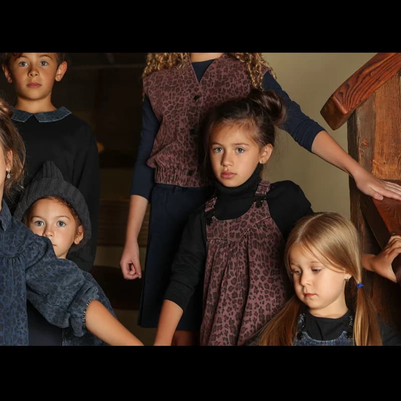 Ali Co AW26 denim leopard collection boys girls clothing dress skirt shirt vest and overalls