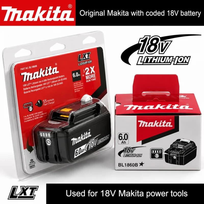 2026 New Makita 6Ah for Makita 18V Power Tool Battery BL1840 BL1830B BL1850B BL1850 BL1860 BL1815 Replacement Lithium Battery