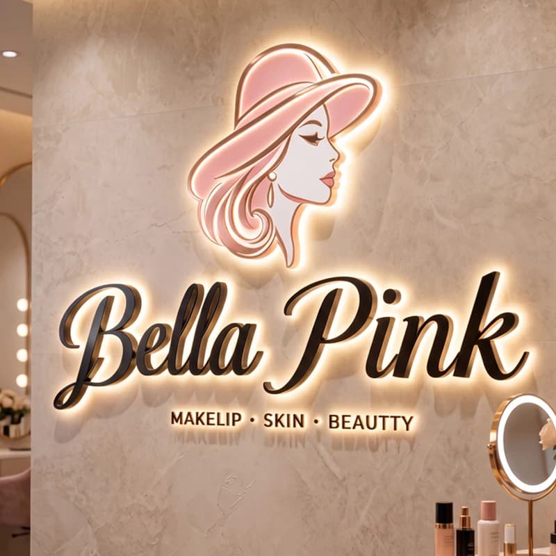 Custom 3D LED Backlit Letters Rose Gold Metal Illuminated Logo Sign Wedding Bridal Shop Reception Wall Brand Signage