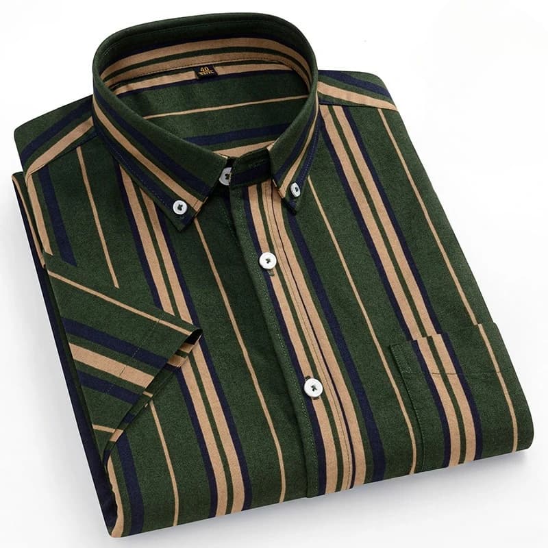 Plus Size14XL 100% Cotton Oxford Summer Short Sleeve Shirts for Man Slim Fit Casual Plian Shirt Striped Elegant Designer Clothes