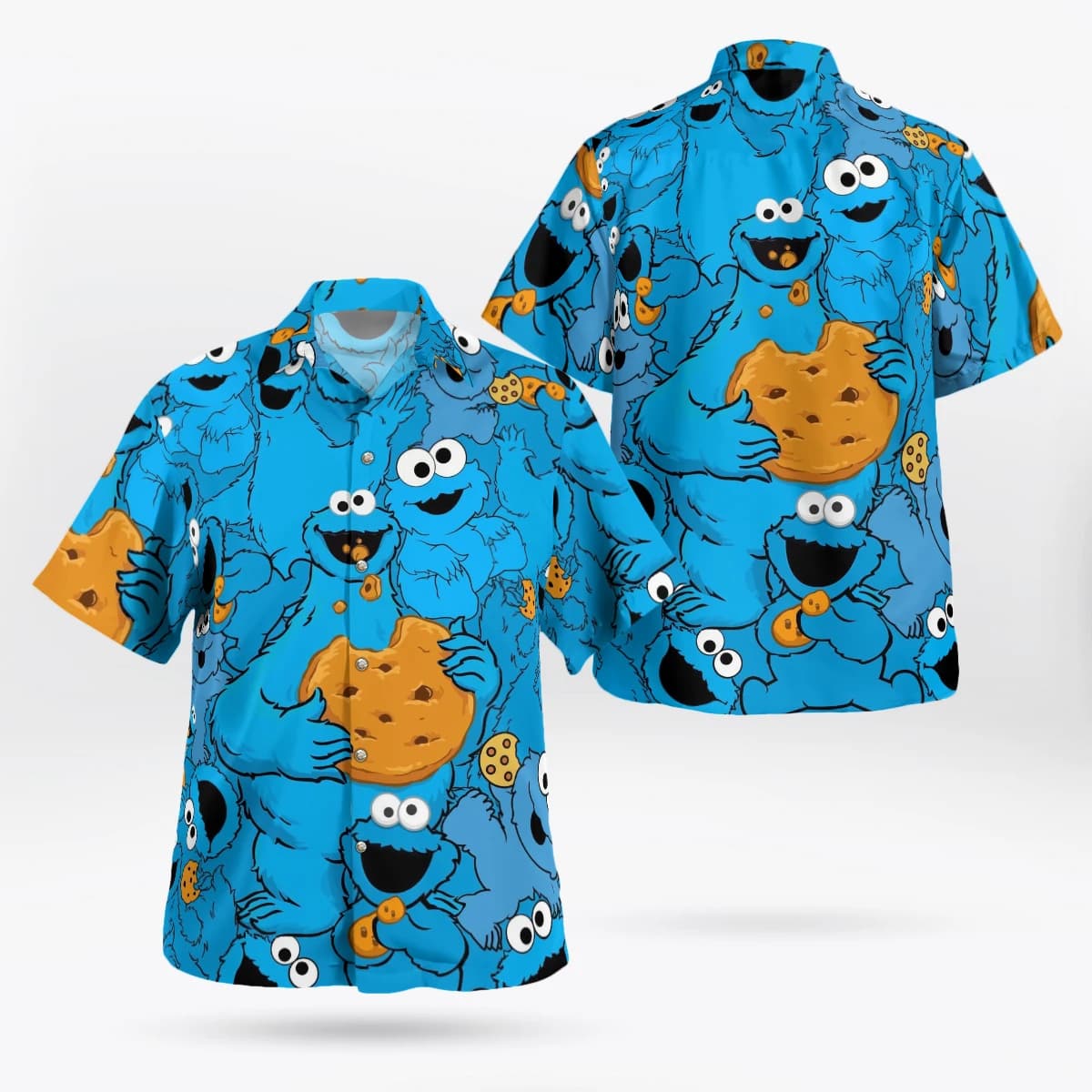 Harajuku Anime 3D Elmo Shirt Hawaiian Shirt Men's Summer Short-Sleeved Shirt Men's 2024 Plus Size 3XL Shirt Chemistry Homme