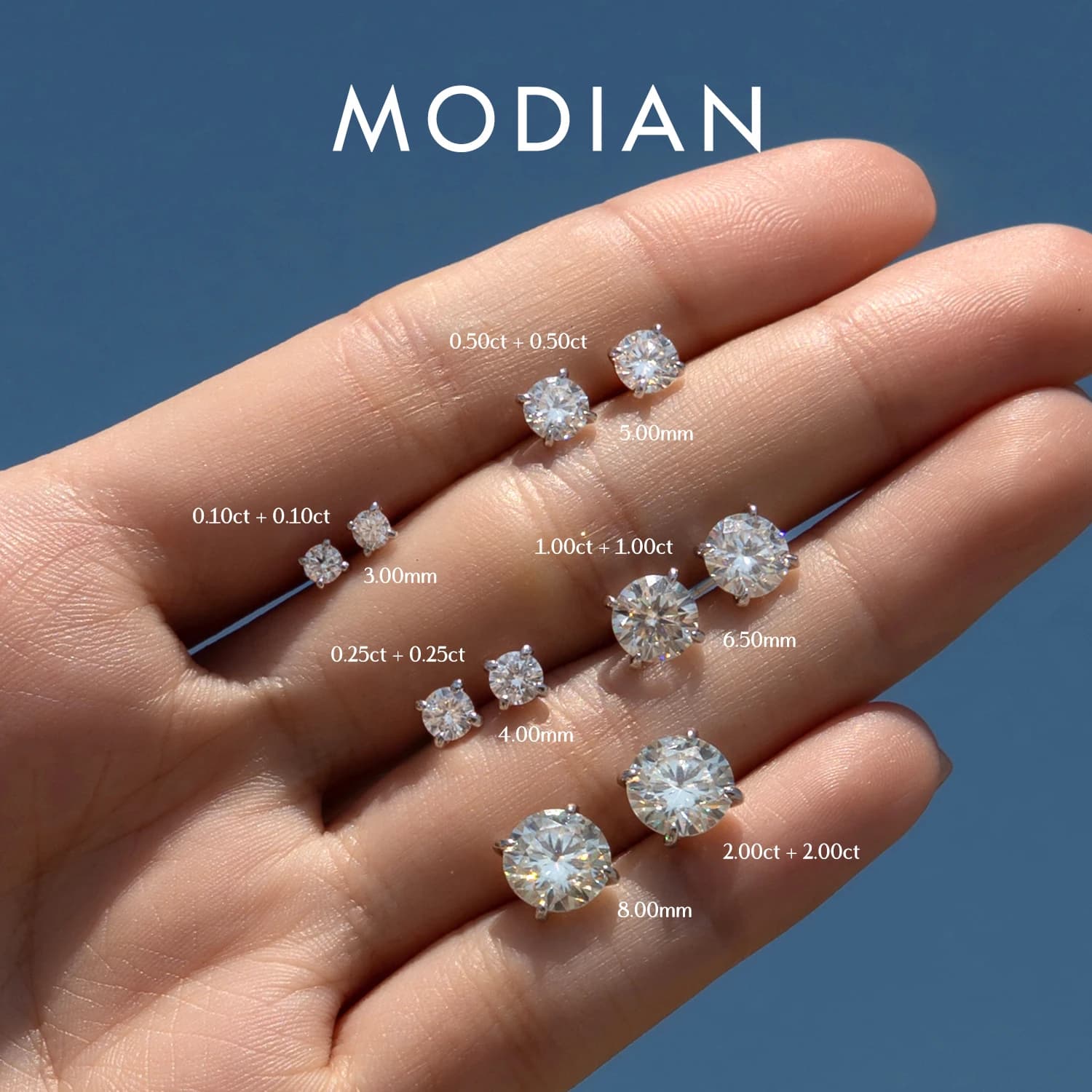 MODIAN 5 Sizes D Color Moissanite Earrings 925 Sterling Silver Sparkling Luxury Stud Earrings For Women Wedding Fine Jewelry