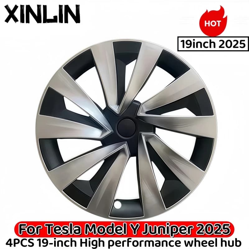 XINLIN  For Tesla Model Y Juniper 2025 4PCS 19 Inch Wheel Cover Performance Replacement Wheel Hub Cap Full Rim Cover Accessories