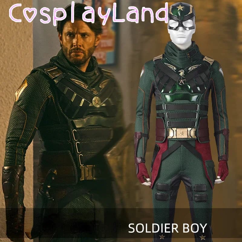 Adult Carnival Halloween Cosplay The Boys Soldier Boy Costume Green Superhero Ben Battle Outfit Men Suit The Boys Cosplay