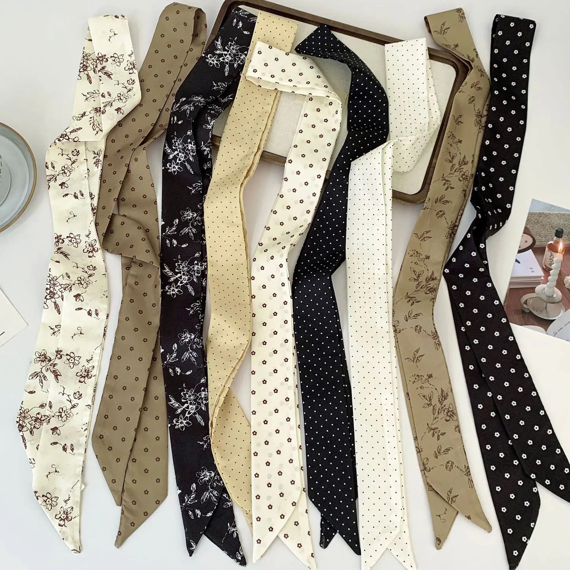 Polka-dot Scarf: Stylish Sophisticated for Women, Aesthetic Boho Hair Scarf Wrap, Party Holiday Beach Weekend Unique Chic
