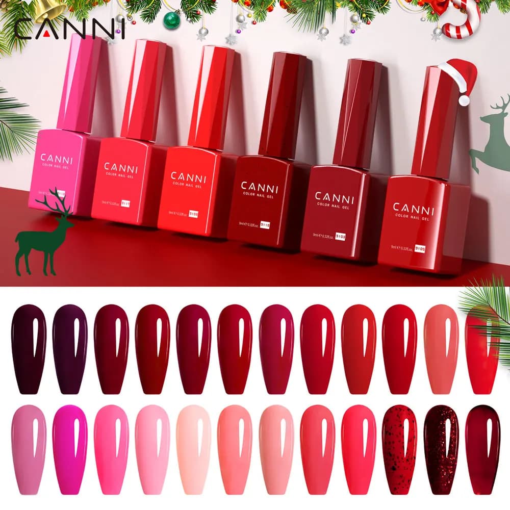CANNI Gel Nail Polish TPO/HEMA FREE Gorgeous Christmas Red Color Winter Nails Full Coverage Soak Off UV LED Semi Permanent Gel