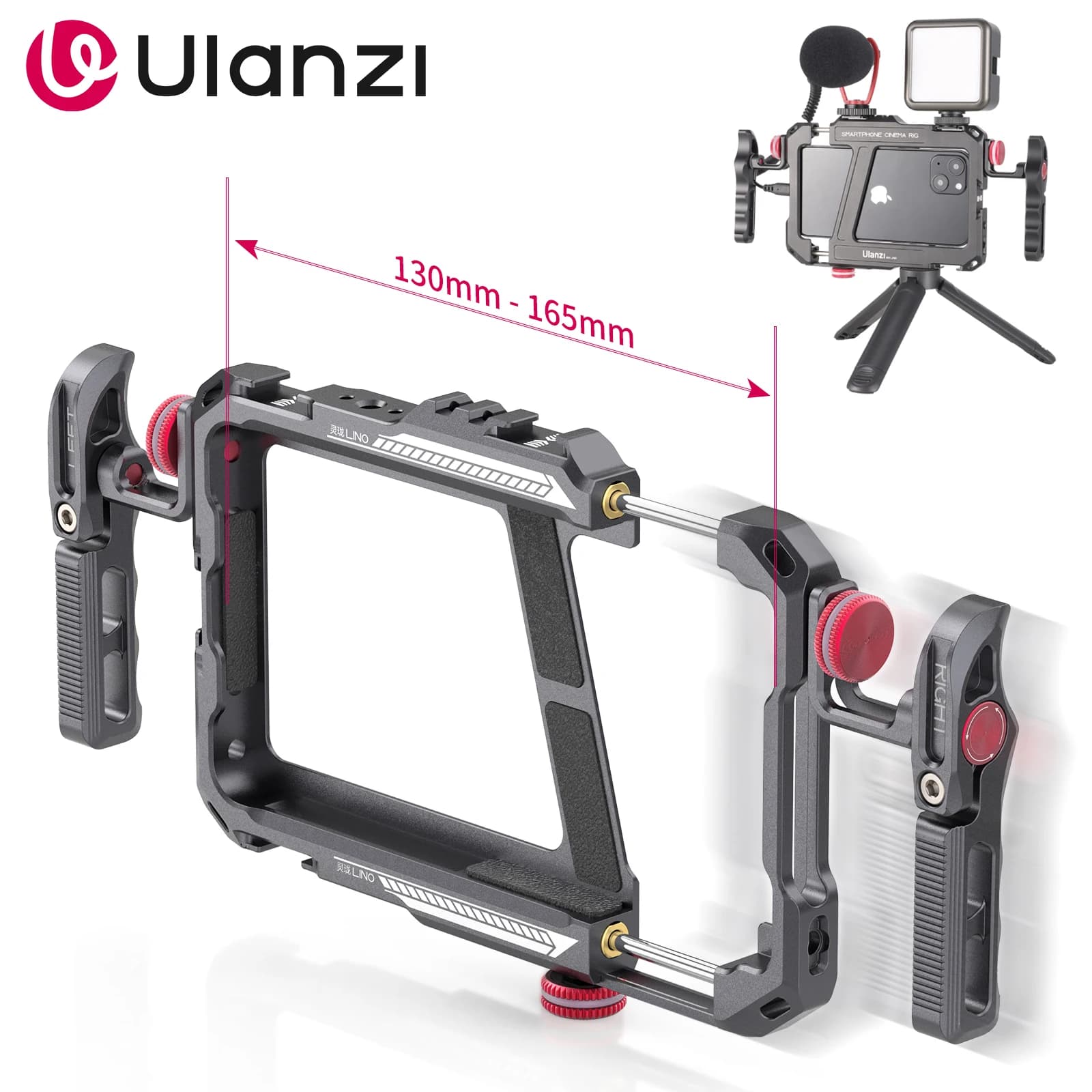 Ulanzi Lino Smartphone Cage Mobile Filmmaking Case for iPhone 16 15 14 13 12 Samsung Handle Grip Phone Vlog Video Rig Stabilizer