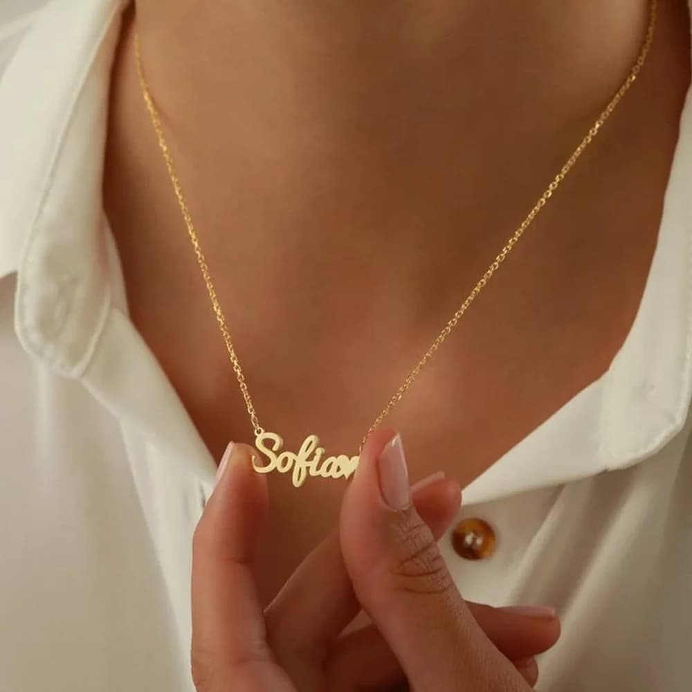 Custom Name Necklace for Women Personalised Cursive Letter Pendant Stainless Steel Jewelry Men Chain Choker Collar Personalizado