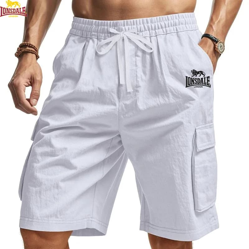 New LONSDALE Loose Men's Shorts - Large Size with Multiple Pockets for Casual Swimwear - Summer Pure Cotton Comfortable Pants -