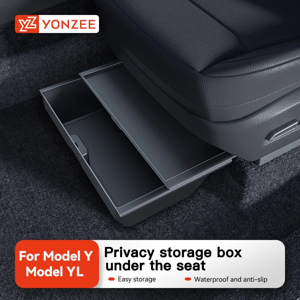 YZ For Tesla Model 3 Y Juniper YL Launch Under Seat Storage Box Case Car Seat Organizer Vehicle Underseat Drawer Tray Accessory
