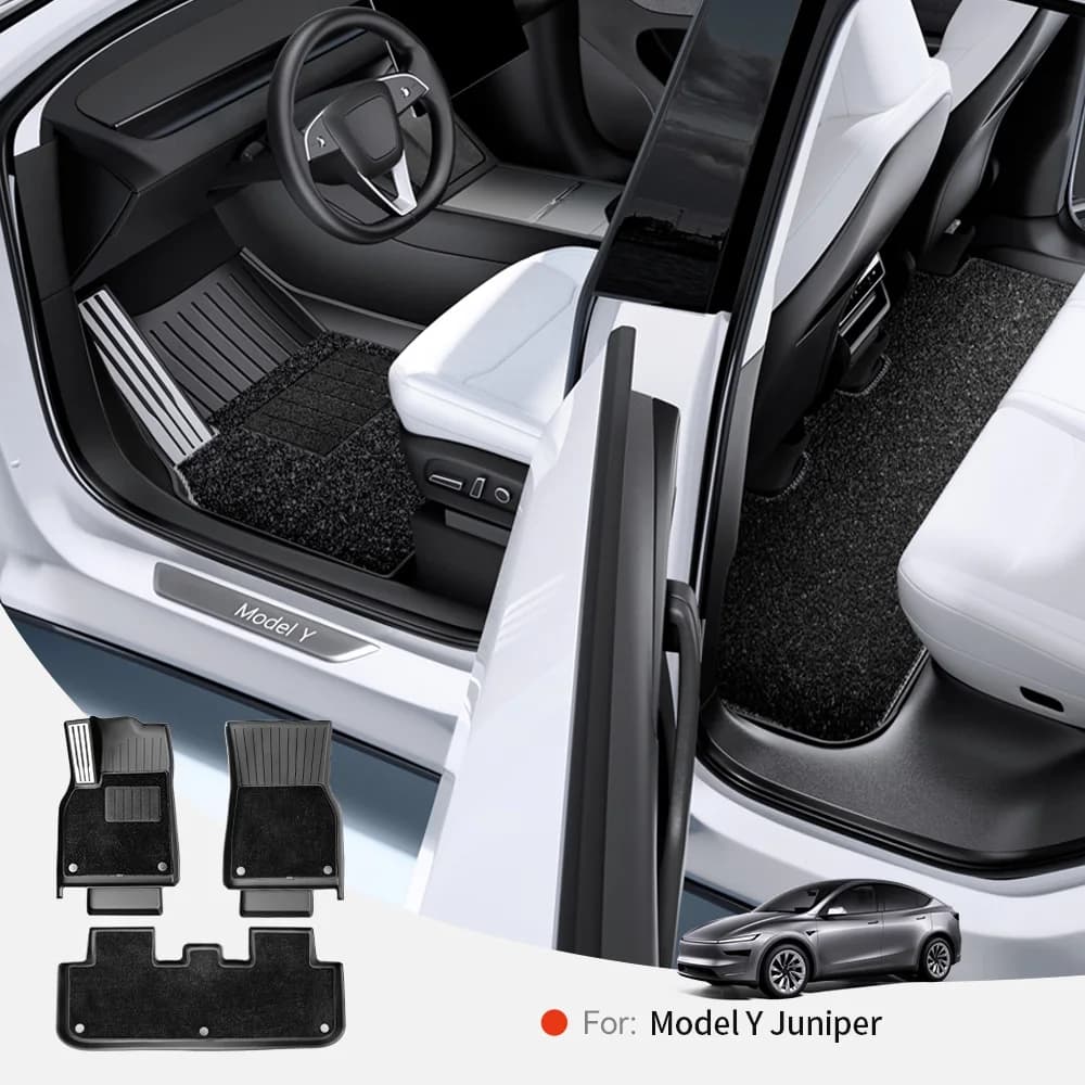 YZ For Tesla Model Y Juniper 2025-2026 TPE Car Floor Mats With Metal Pedals Luggage Trunk Mat Set Four Seasons Waterproof Anti-s