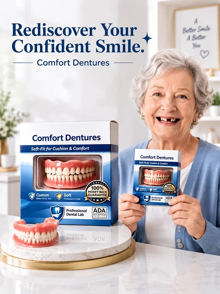 2026 Best Silicone Dentures Comfort Dentures Full Set Natural over Gums Bad Teeth Comfort Removable Regain Confidence
