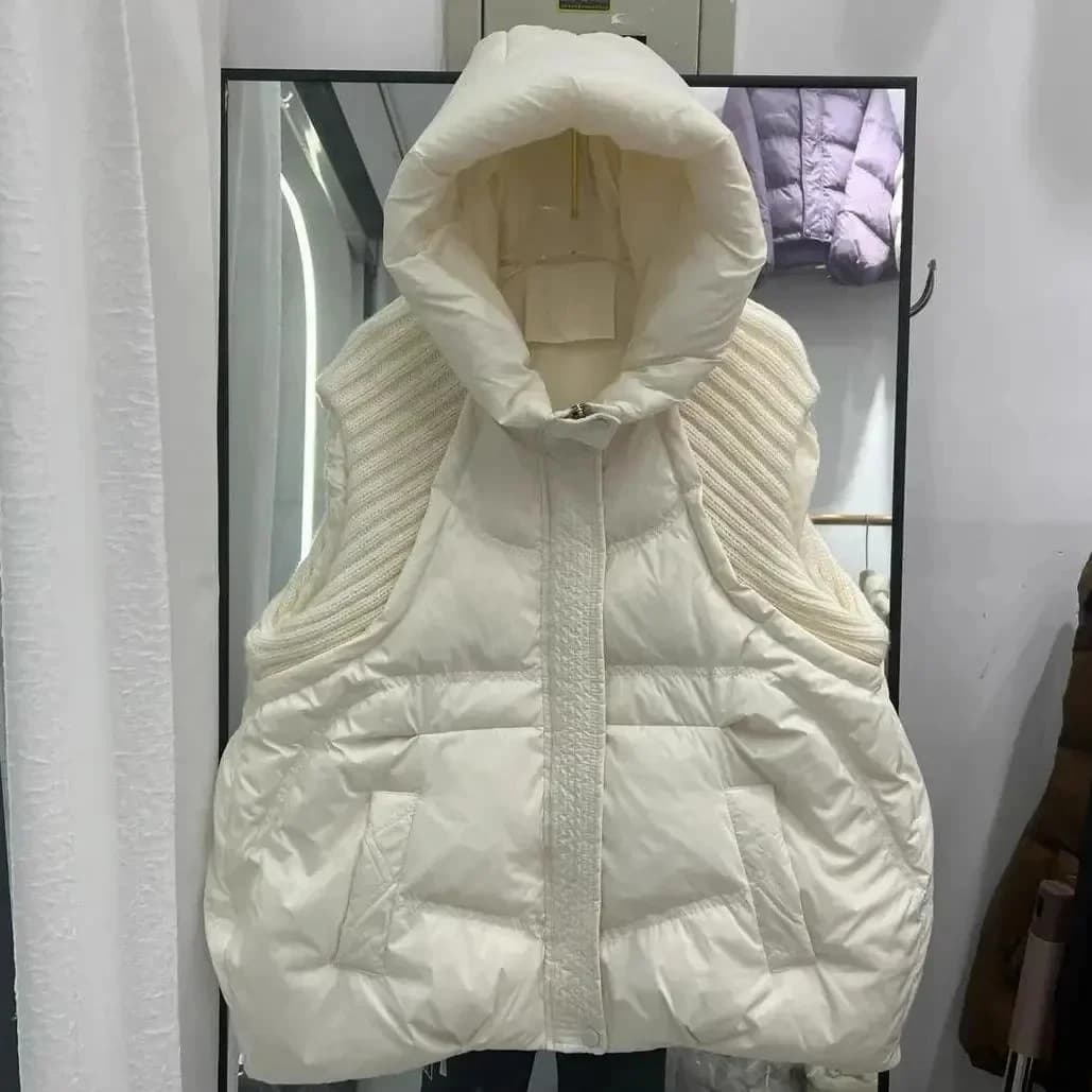Autumn Winter Women Larger Size Thick Cotton Vest Jacket 2026 New Style Vest Mid-Length Hooded Jacket Women Loose Waistcoat Coat