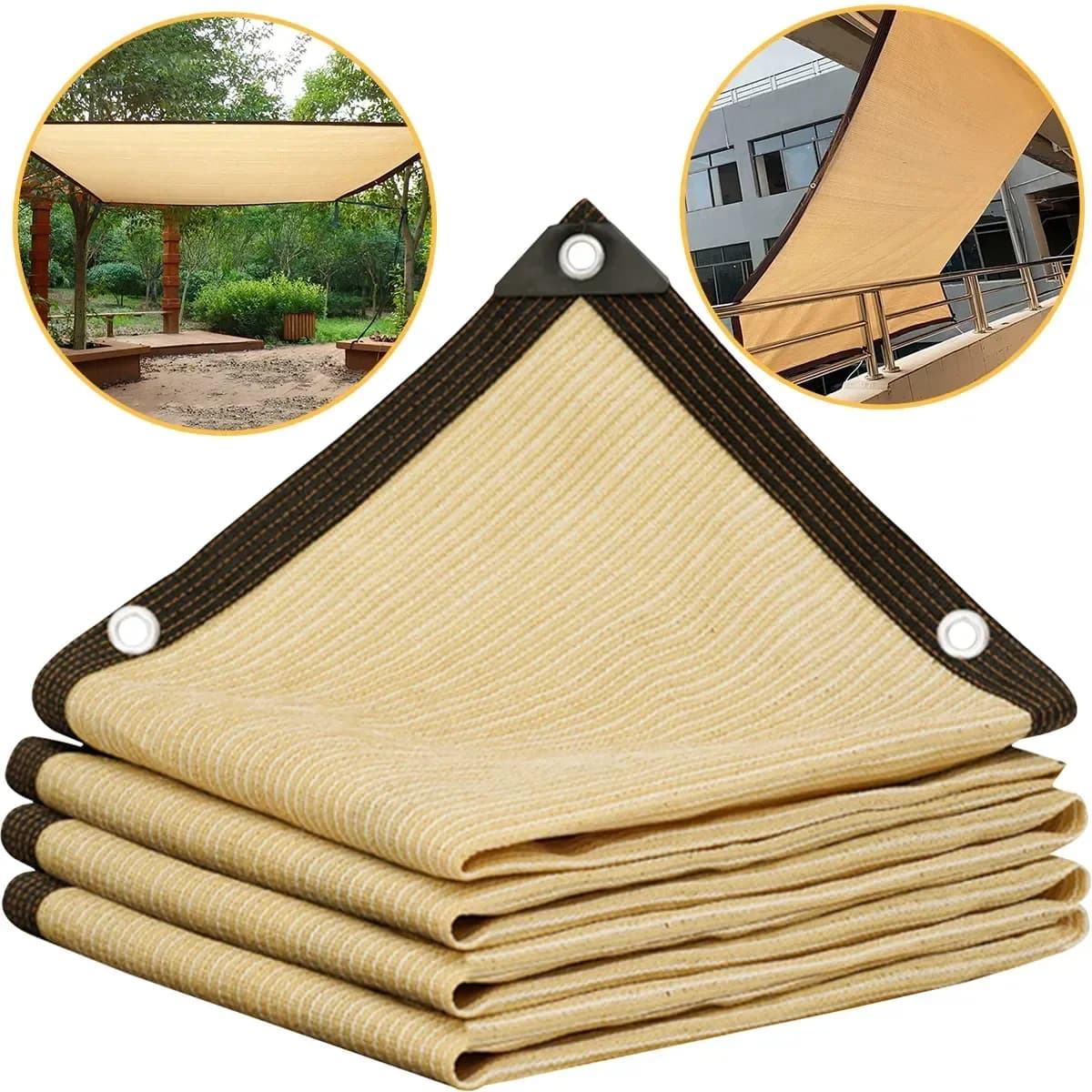Beige Shading Net, UV Protection, Plant Shed, Outdoor Sunshade, Mesh, HDPE Sunscreen Fabric Sunshade