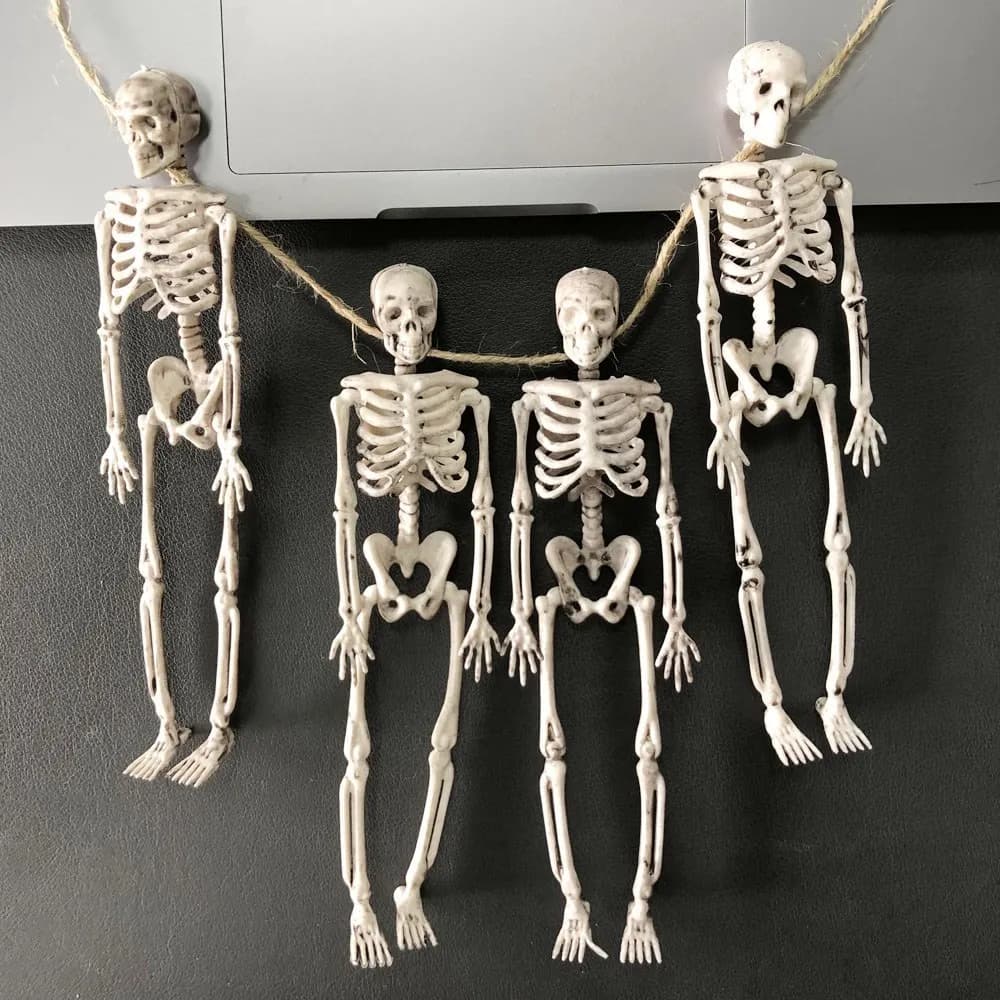 4Pcs/Set Skull Hanging Ghost Simulation Human's Skeleton Cosplay Ornament Fake Bones Halloween Party Home Decorations Props