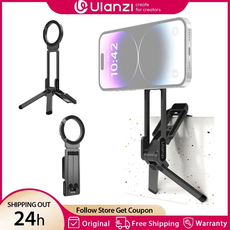 Ulanzi MA38 MagLock Phone Holder Stand Foldable Tripod Phone Mount with Arca-Swiss Magnetic Base for Iphone 16 15 14 Vlog Live