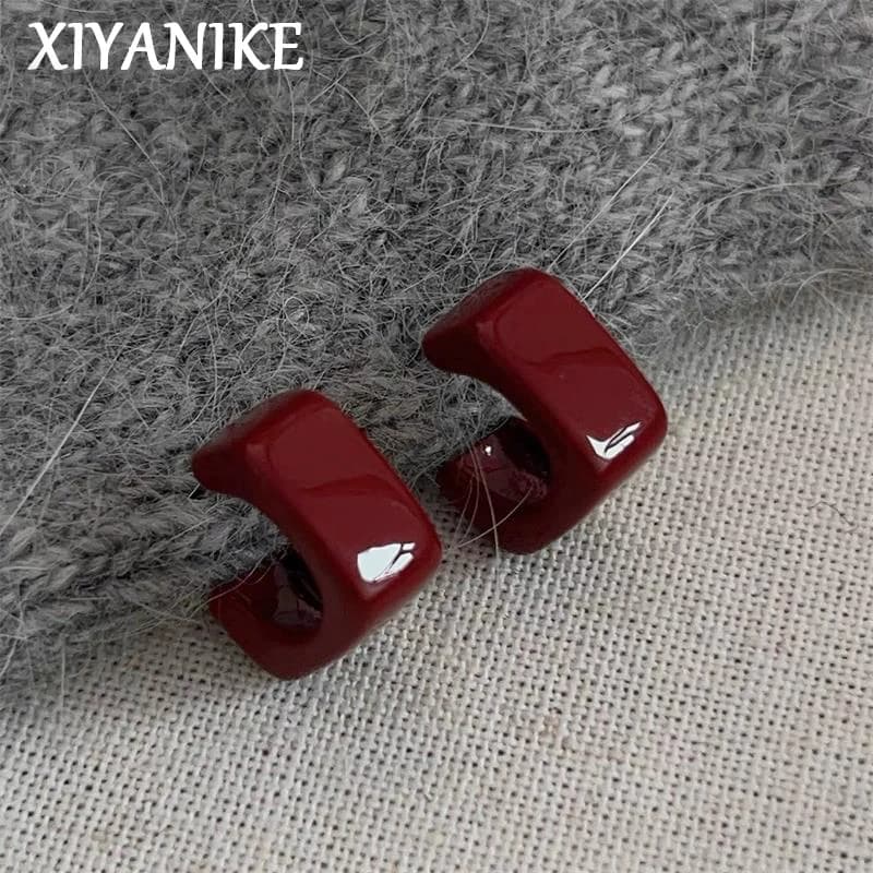 XIYANIKE Red Wine Drip Glaze Stud Earrings For Women Fashion New Jewelry Gift Party Wholesale серьги женские