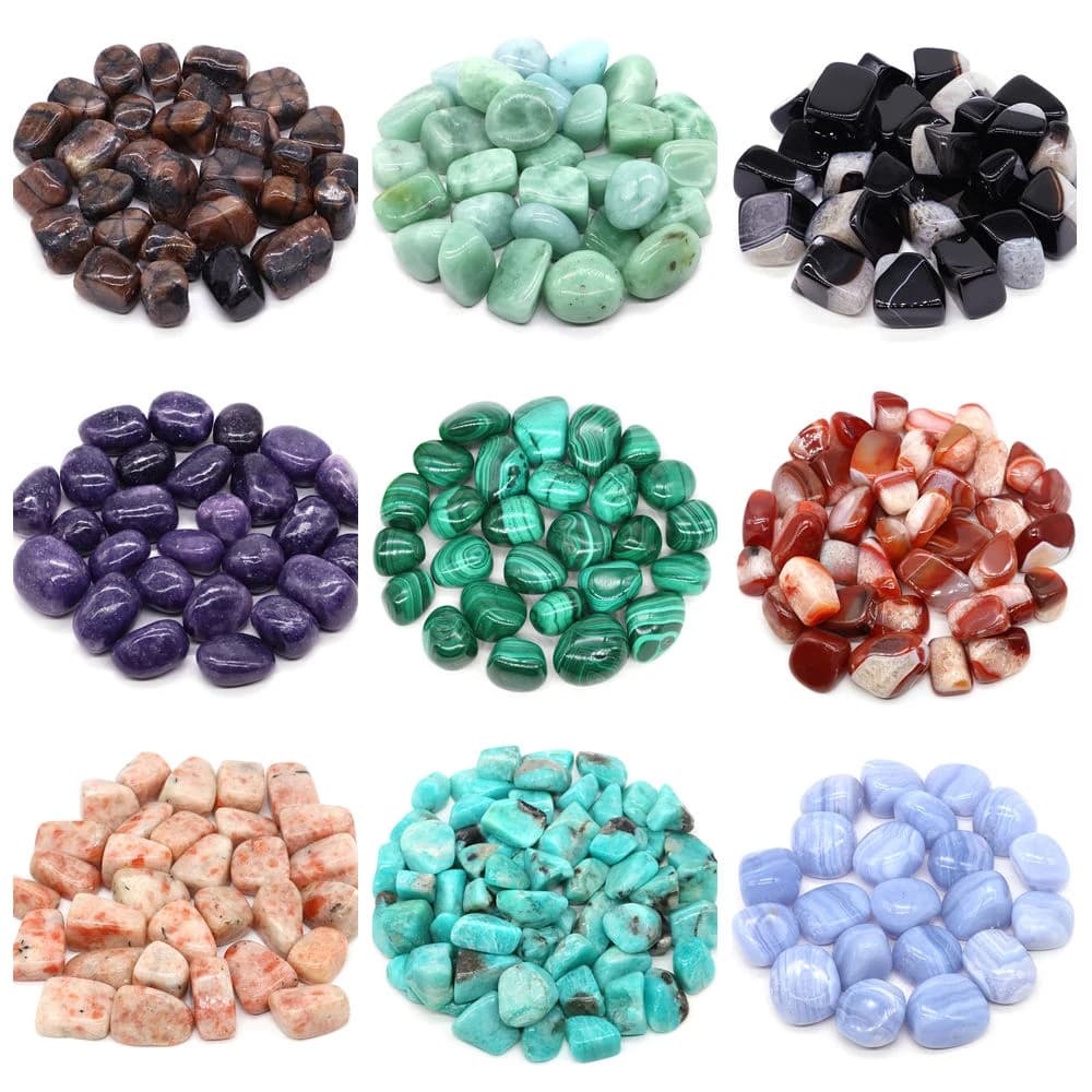 Natural Tumbled Stone Healing Crystals Malachite Amazonite Chiastolite Specimen Energy Mineral Tank Aquarium Garden Home Decor