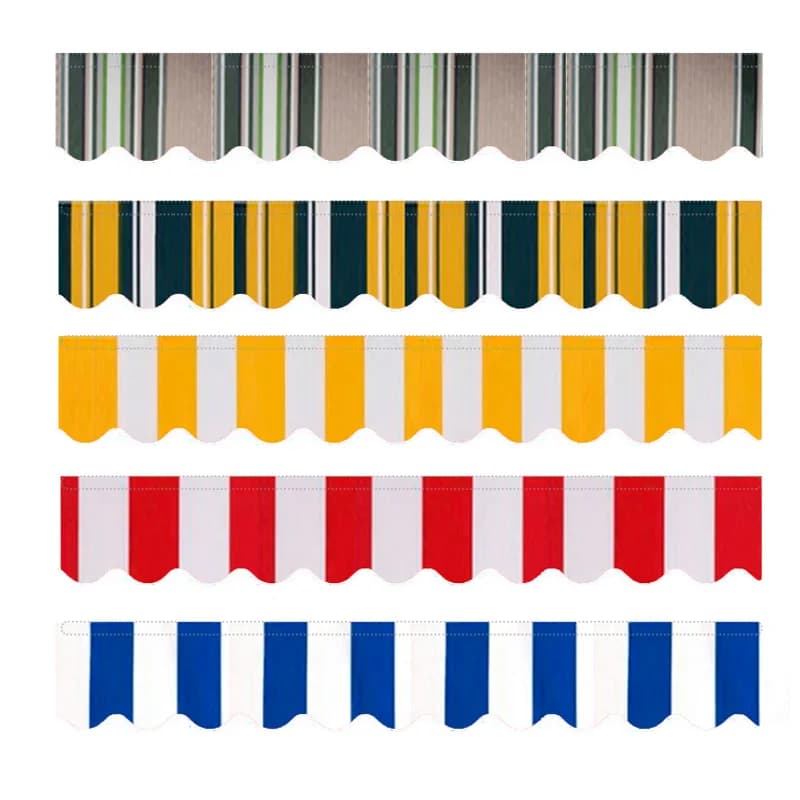 2.5m/3m/3.5m/4m/5m Store Banner Replacement Waterproof Fabric Strips Wavy Valance Sun Shade Canopy Patio Awning