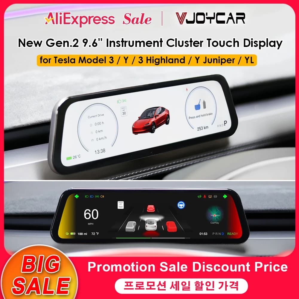 for Tesla New Gen 2 9.6 inch Instrument Display Model Y 3 YL Blind Spot Reminder OTA Update New Model 3 New Y Juniper Dashboard