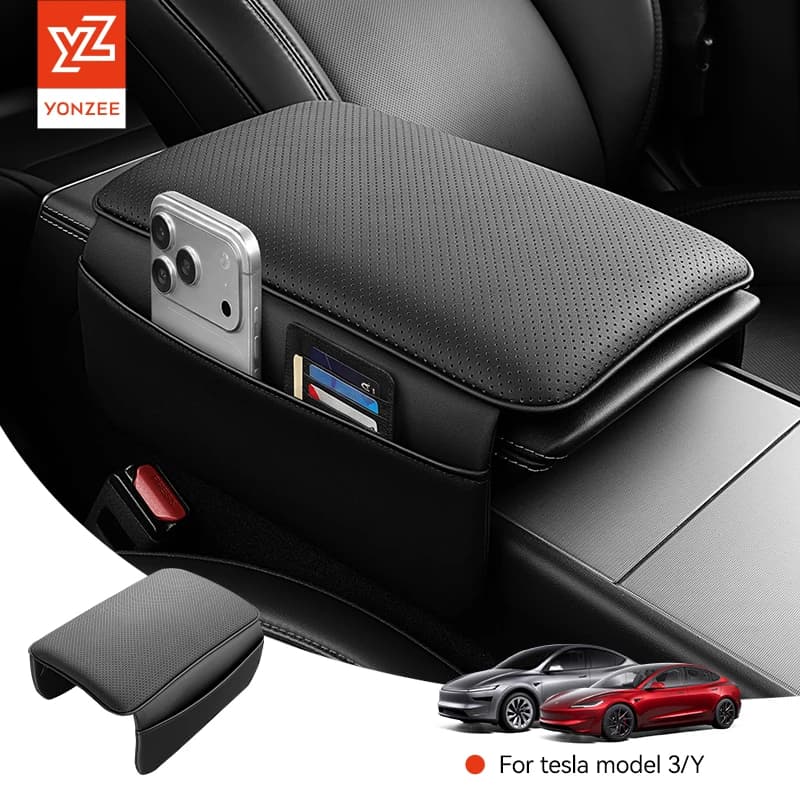 YZ For Tesla Model 3 Highland Model Y Juniper 2024-2026 dedicated center console armrest protection cover soft leather elbow pad anti-scratch interior accessories new car supplies with storage armrest